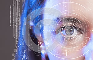 Human eye and graphical interface. Smart wearable technology concept