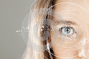 Human eye and graphical interface. Smart wearable technology concept