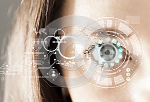 Human eye and graphical interface. Smart wearable technology concept