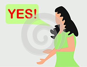 Young Woman Said Yes Cartoon Vector Art Illustration Isolated on White Background. Ask For Marriage