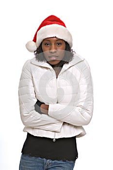 Young woman in Santa hat