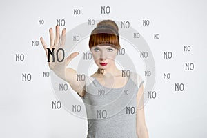Young woman says NO photo