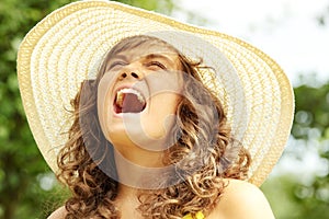 Young woman screaming