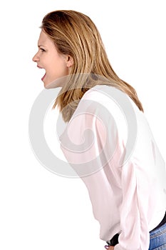 Young woman screaming