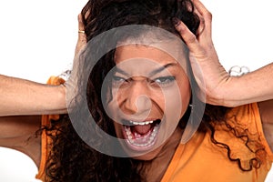 Young woman screaming