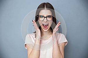 Young woman screaming