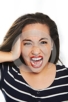 Young woman screaming