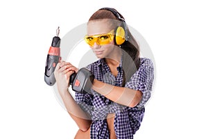 Young woman screwdriver