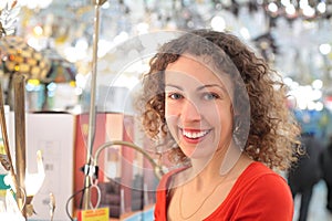 Young woman in shop of house technics photo