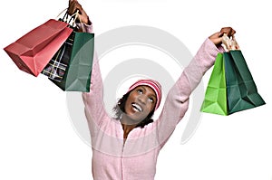 Mladá žena nakupování tašky 