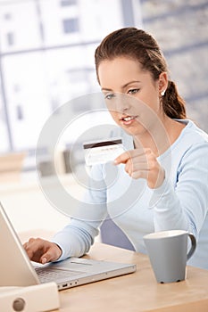 Young woman shopping on internet