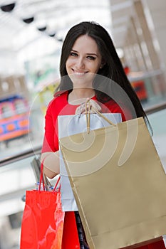 Young Woman Shopping in Mall