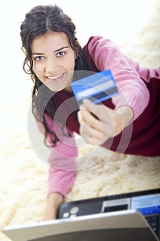 Young woman shopping online