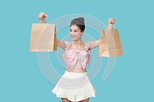 A young woman shopping on a shopping trip