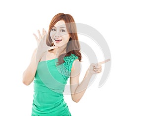 young woman shouting and pointing at something