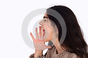 Young woman shouting and screaming