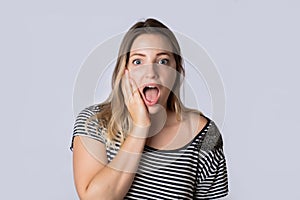 Young woman shouting and screaming