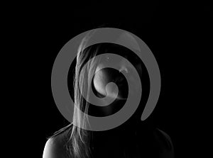 Young Woman Showing Expresion Black & White Isolated