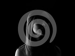 Young Woman Showing Expresion Black & White Isolated photo