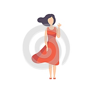 Young woman showing Ok hand gesture, faceless girl character gesturing vector Illustration isolated on a white