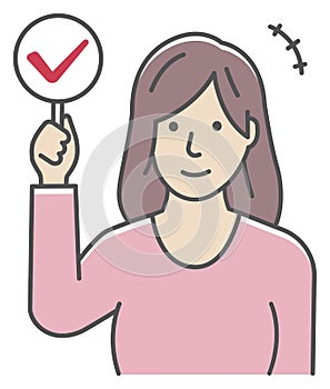 Young woman showing placards illustration  checkmark