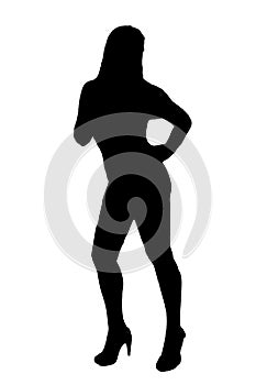 young woman silhouette and body expression black and white vector image fashion beauty on white background transparent mocup