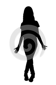 young woman silhouette and body expression black and white vector image fashion beauty on white background transparent mocup