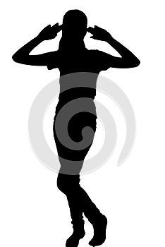 young woman silhouette and body expression black and white vector image fashion beauty on white background transparent mocup