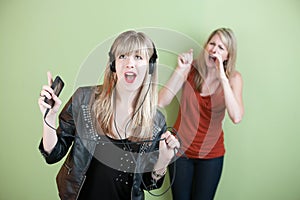 Young Woman Singing Loud