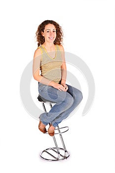 Young woman sit on the bar stool