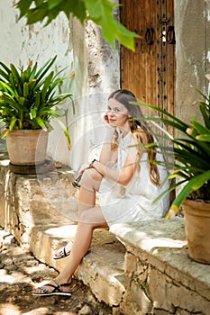 Young woman in Alfabia gardens photo