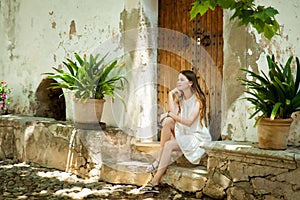 Young woman in Alfabia gardens photo