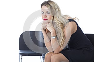 Young Woman Sitting Waiting Alone FedUp Bored