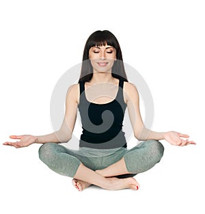 Young woman sitting yoga posture