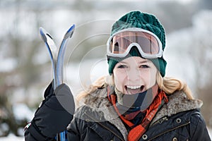 Young woman On Ski Vacation