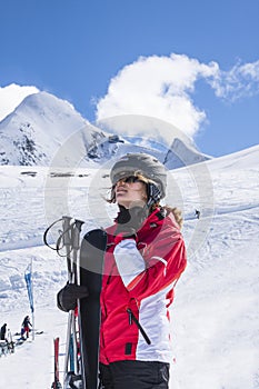 Young woman skiing