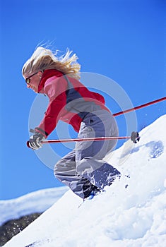 Young woman skiing