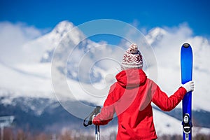 Young woman skiing