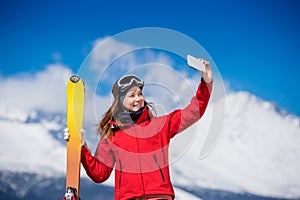 Young woman skiing