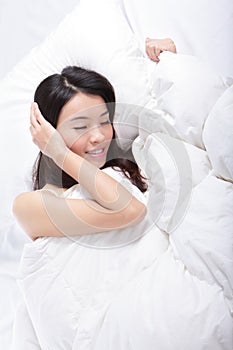 Young woman sleep on bed