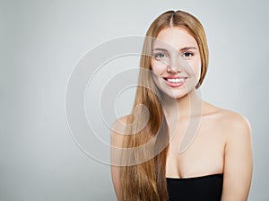 Young woman smiling. Beautiful girl with healthy hair