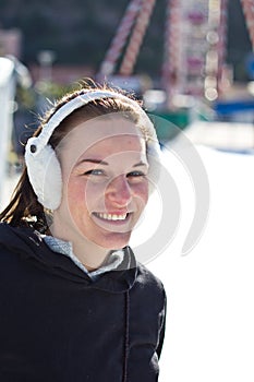 Young Woman Smiling At An Ice Rink