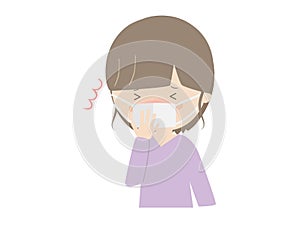 Young woman sneezing