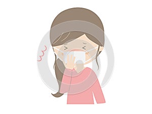 Young woman sneezing