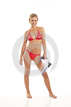 Young woman with snorkel