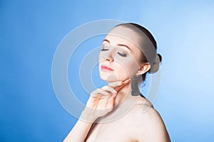 Young woman with soft skin after Spa treatments and cosmetics