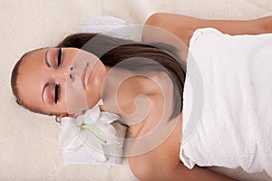 Young woman in spa salon