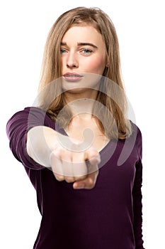 young woman with a speculative expression