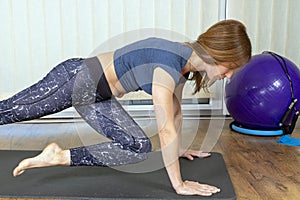 Young Woman in Sportswear Doing Core Exercise on Fitness Mat