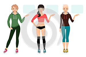 Young woman in sportswear presentation